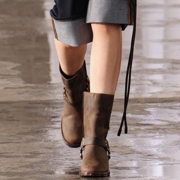 ZARA WIDE HEELED LEATHER ANKLE BOOTS - Picture 7 of 8